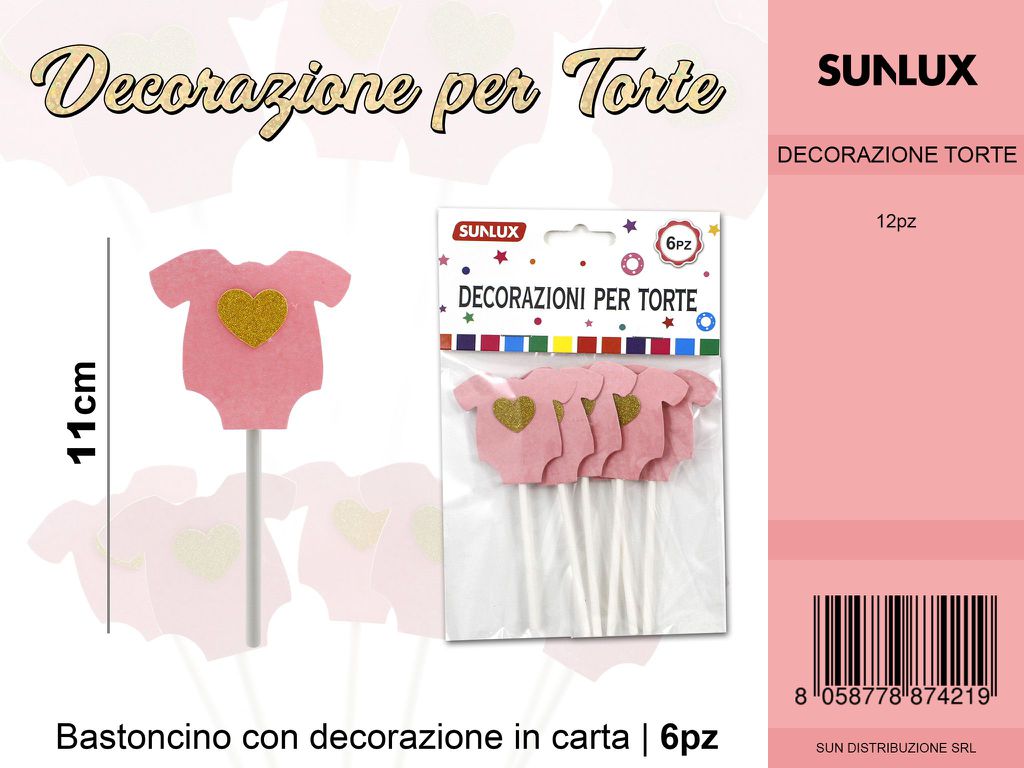 DECORAZIONI PER TORTE ROSA 11CM /PZ DA 12*CFZ