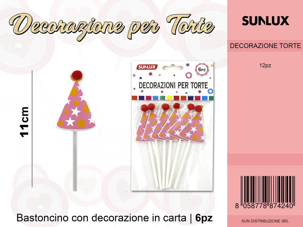 DECORAZIONI PER TORTE CAPPELLO 11CM /PZ DA 12*CFZ