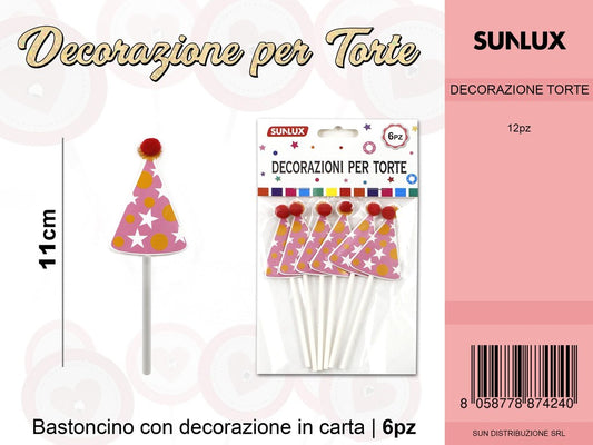 DECORAZIONI PER TORTE CAPPELLO 11CM /PZ DA 12*CFZ