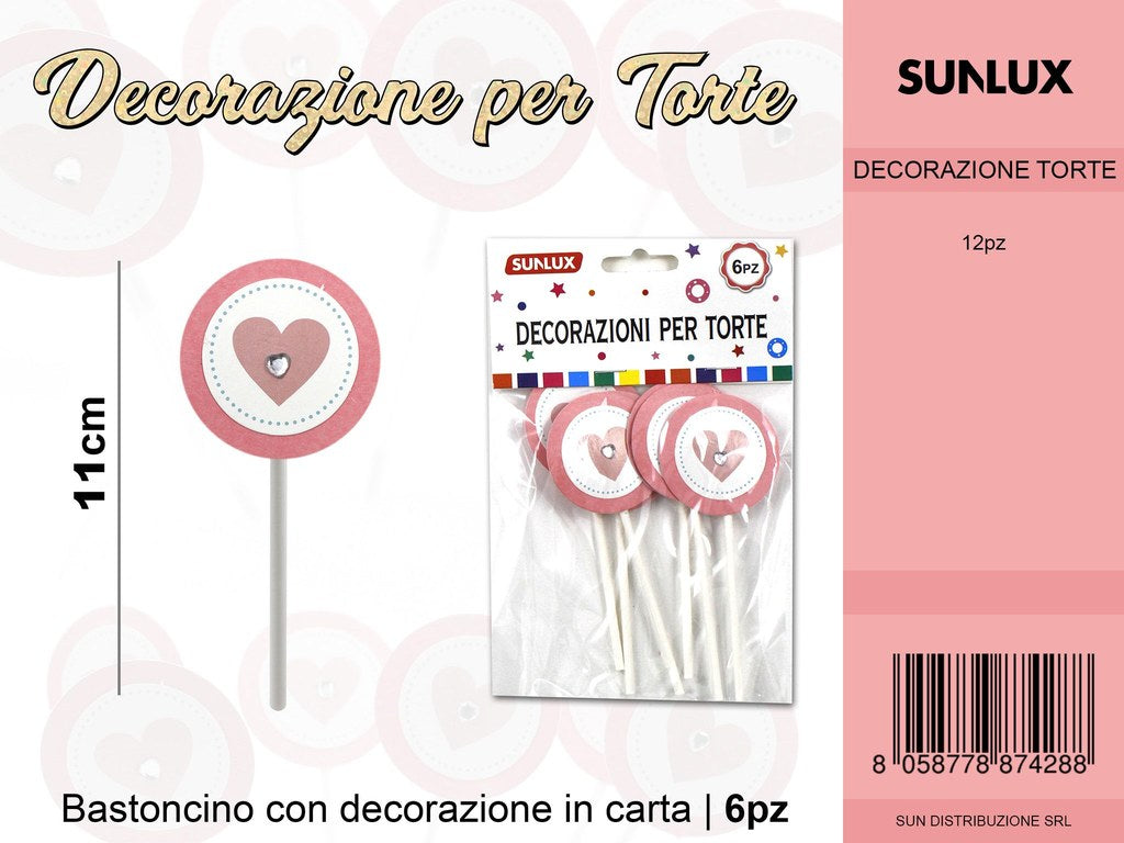 DECORAZIONI PER TORTE ROSA 11CM /PZ DA 12*CFZ