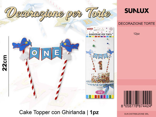 BANDIERE PER TORTA ONE CELESTE 22CM /PZ DA 12*CFZ