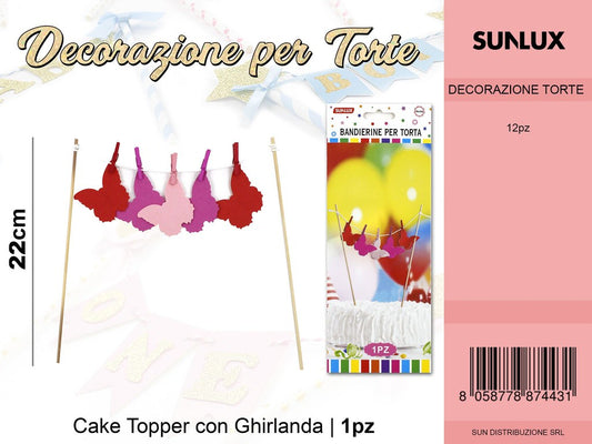 DECORAZIONI PER TORTA FARFALLE COLORATE /PZ DA 12**CFZ