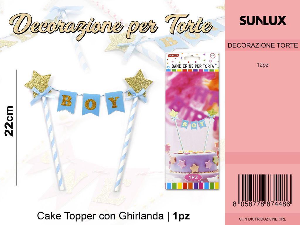 BANDIERE PER TORTA BOY CELESTE 22CM /PZ DA 12*CFZ