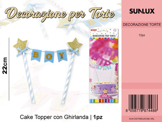 BANDIERE PER TORTA BOY CELESTE 22CM /PZ DA 12*CFZ