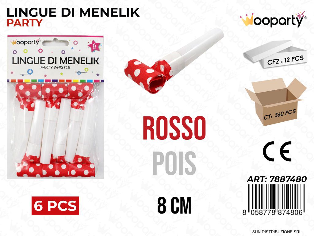 LINGUE DI MENELIK POIS ROSSO 6PCS 8CM /PZ DA 12**