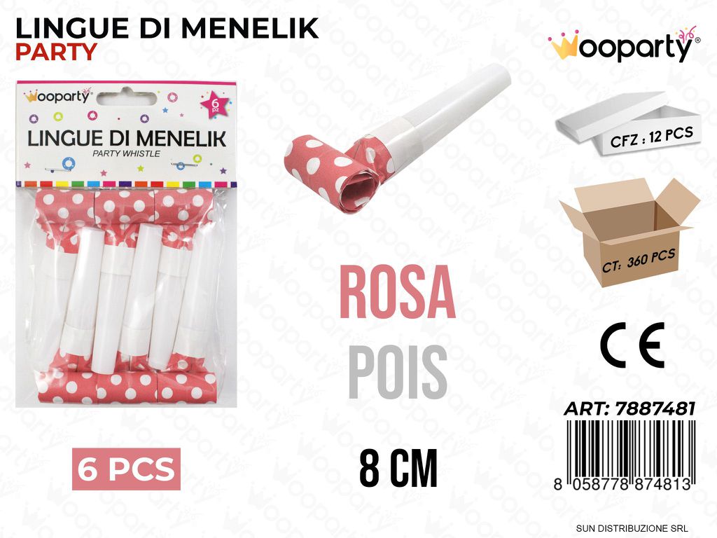 LINGUE DI MENELIK POIS ROSA 6PCS 8CM /PZ DA 12**