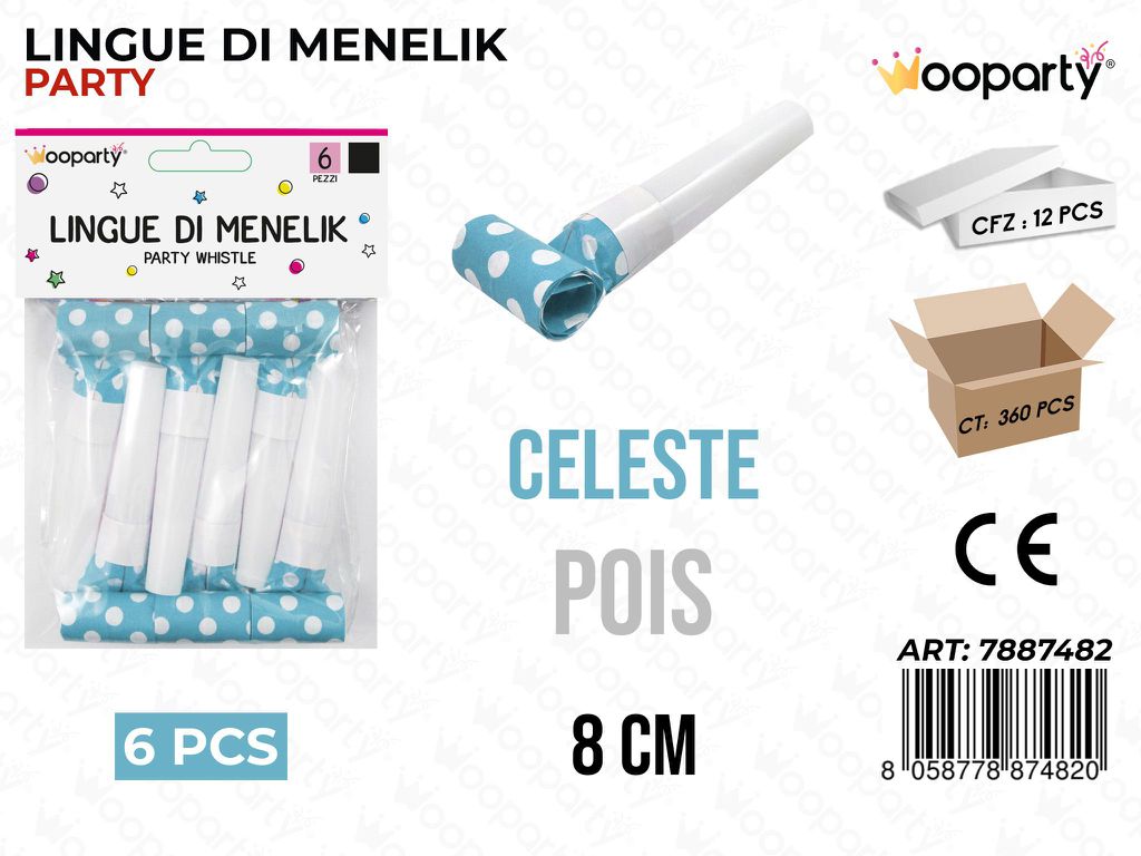 LINGUE DI MENELIK POIS CELESTE 6PCS 8CM /PZ DA 12**