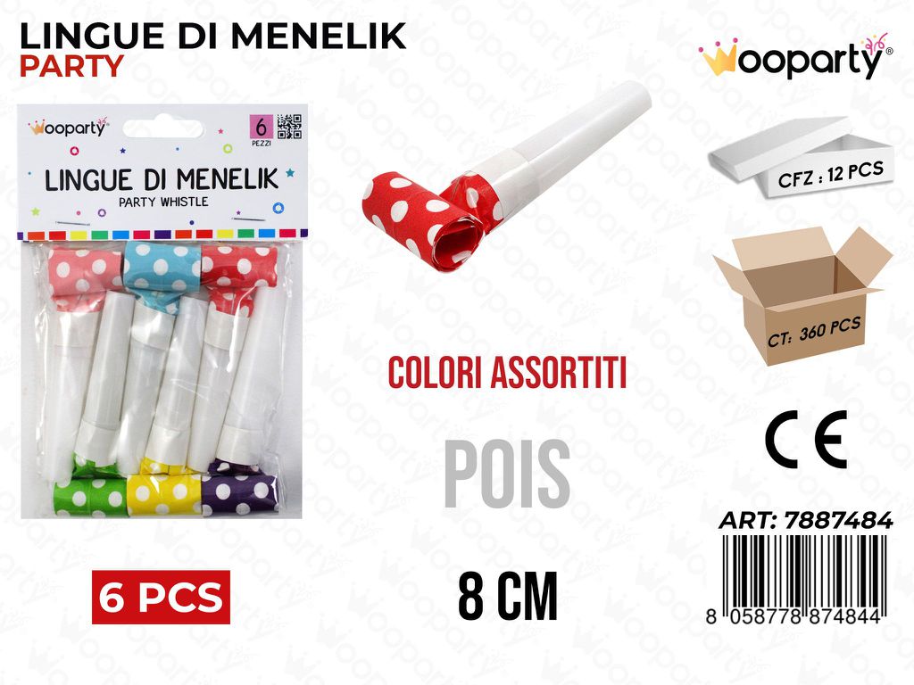 LINGUE DI MENELIK POIS COL. ASS. 6PCS 8CM /PZ DA 12**