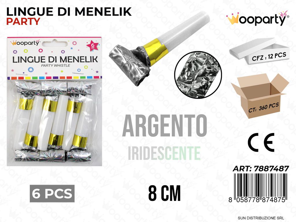 LINGUE DI MENELIK ARG. IRIDESC. 6PCS 8CM /PZ DA 12**