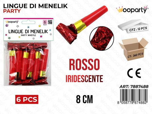 LINGUE DI MENELIK ROSSO IRIDESC. 6PCS 8CM /PZ DA 12**