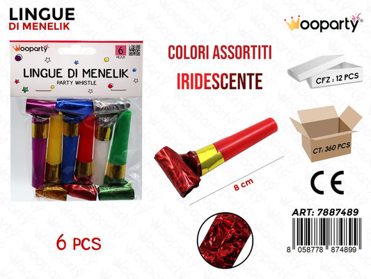 LINGUE DI MENELIK ASS. IRIDESC. 6PCS 8CM /PZ DA 12**