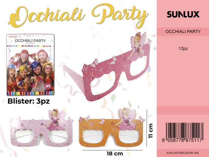 OCCHIALI PARTY COLORI ASS. 3PC-18*11CM /PZ DA 12**