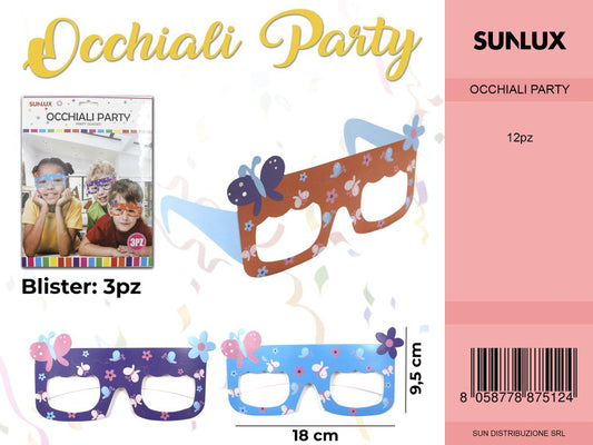 OCCHIALI PARTY COLORI ASS. 3PC-18*9.5CM /PZ DA 12**