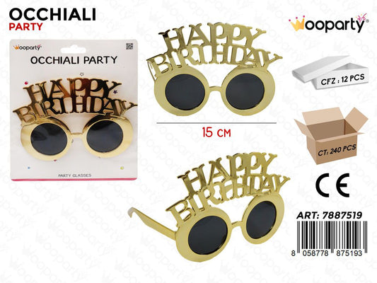OCCHIALI PARTY HAPPY BIRTHDAY 15CM /PZ DA 12**