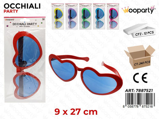 OCCHIALI PARTY CUORE COLORI ASS. 27*9CM /PZ DA 12**