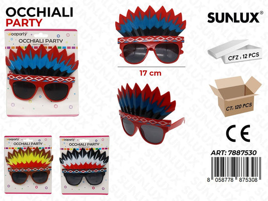 OCCHIALI PARTY INDIAN  COL. ASS. 17*13CM /PZ DA 12**