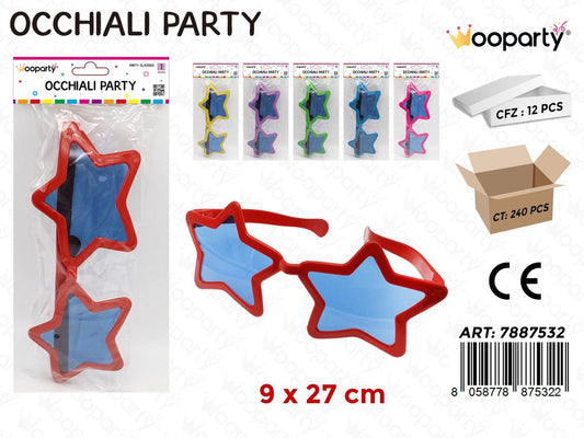 OCCHIALI PARTY STELLA COL. ASS 27*10CM /PZ DA 12**