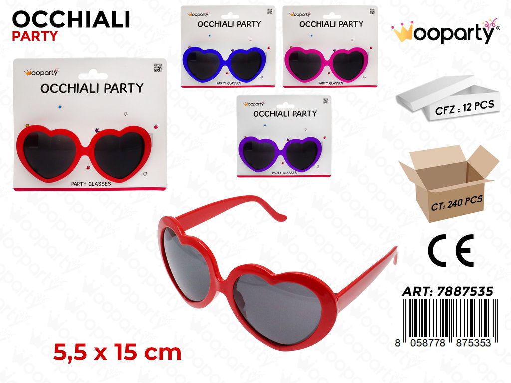 OCCHIALI PARTY CUORE COL. ASS 15.5*5.5CM /PZ DA 12**