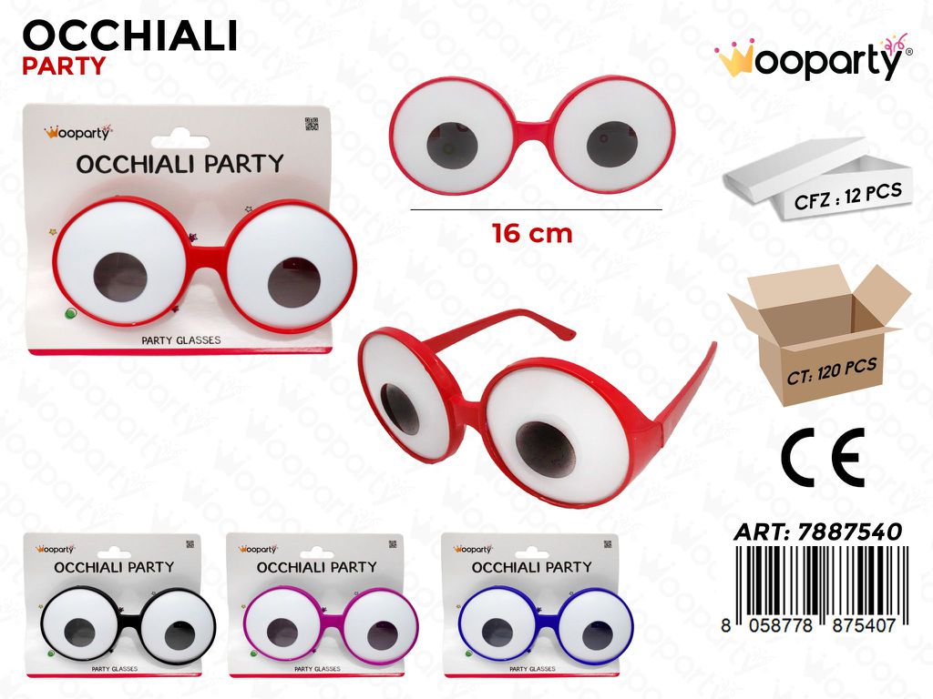 OCCHIALI PARTY OCCHI  COL. ASS. 16*7 CM /PZ DA 12**