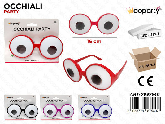 OCCHIALI PARTY OCCHI  COL. ASS. 16*7 CM /PZ DA 12**