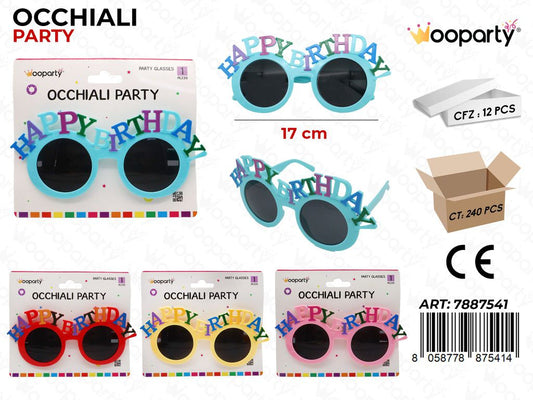 OCCHIALI PARTY HAPPY B. COL. ASS. 17*7.5CM /PZ DA 12**