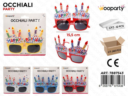 OCCHIALI PARTY HAPPY B. COL. ASS. 14*11CM /PZ DA 12**
