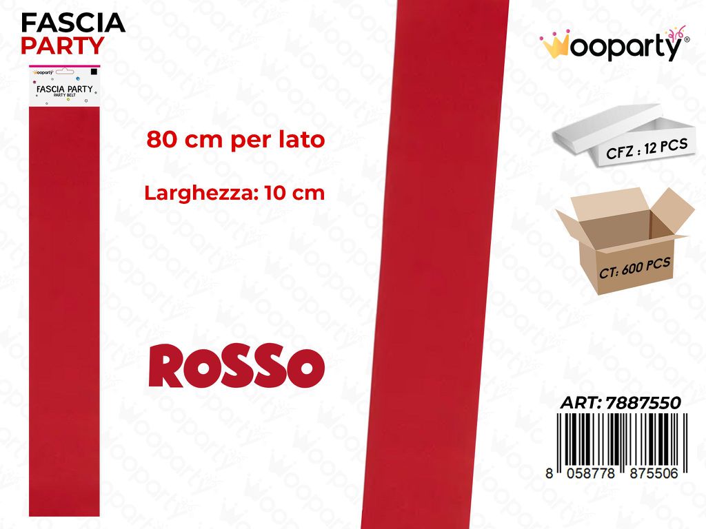 Fascia Party Rosso In Raso 10*80Cm
