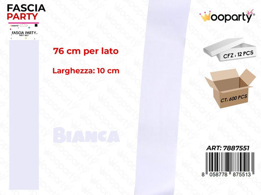 FASCIA PARTY BIANCA IN RASO 10*76CM /PZ DA 12**