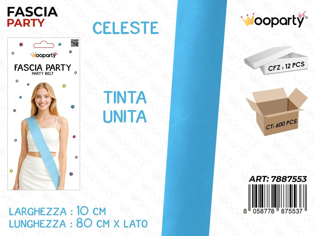 FASCIA PARTY CELESTE IN RASO 10*80CM
