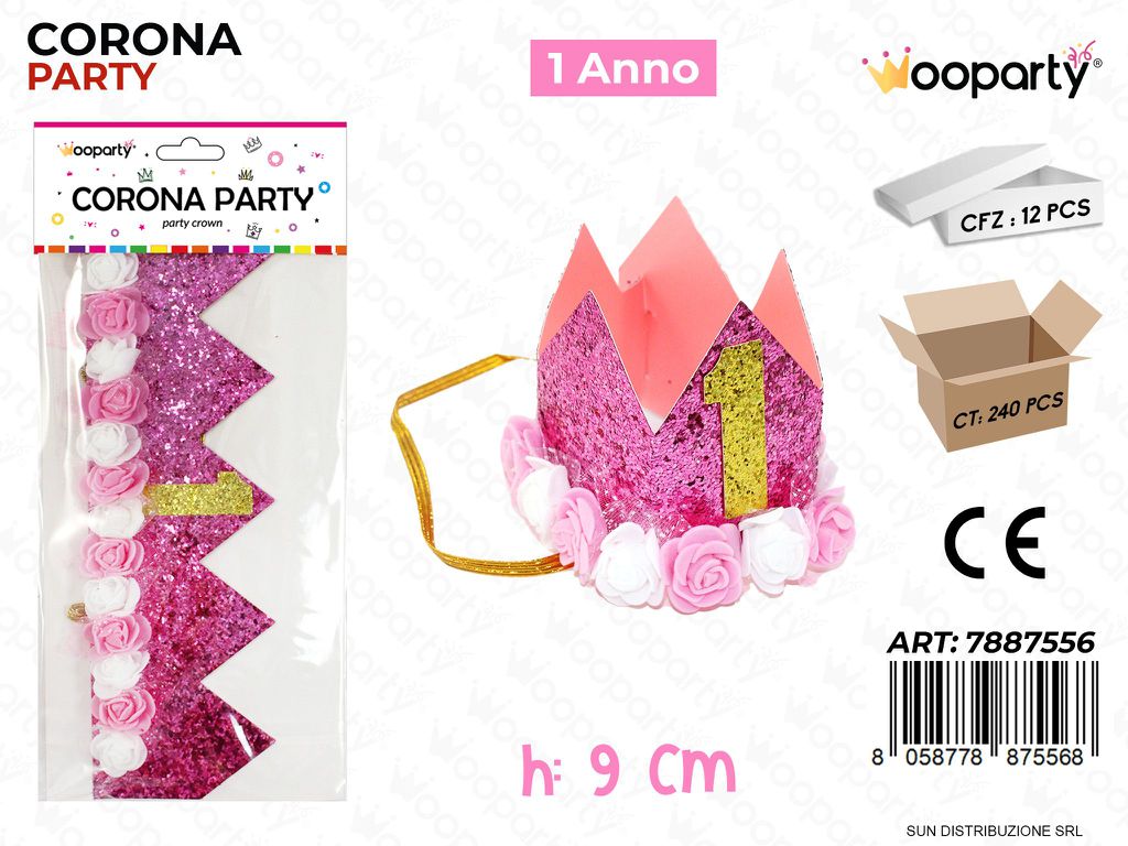 CORONA PARTY 1ANNO GIRL 9CM /PZ DA 12**