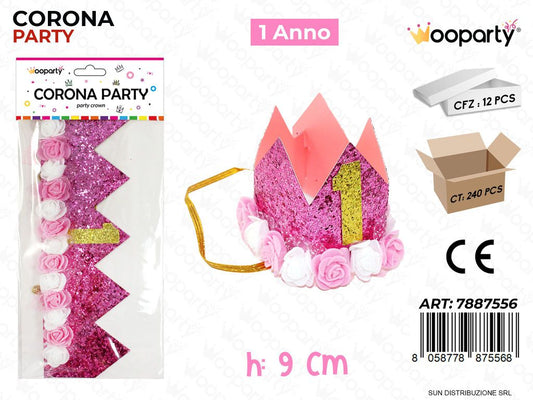CORONA PARTY 1ANNO GIRL 9CM /PZ DA 12**