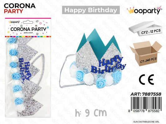 CORONA PARTY HAPPY BIRTHDAY ARG. 9CM /PZ DA 12**