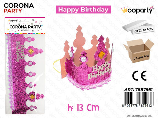 Corona Party Happy Birthday Rosa 13Cm