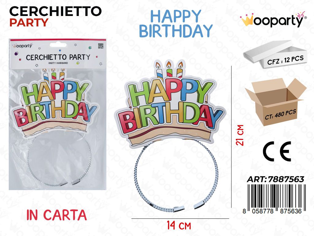 CERCHIETTO PARTY IN CARTA 14CM
