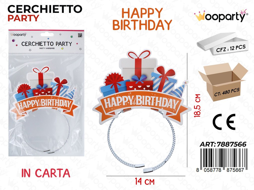 CERCHIETTO PARTY IN CARTA 14CM