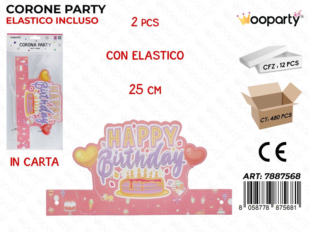 CORONA PARTY IN CARTA 2PCS 25CM
