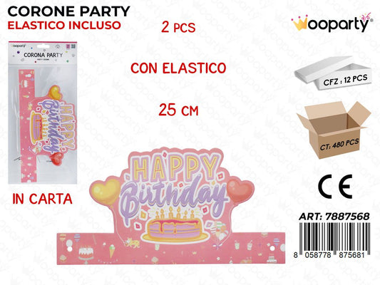 CORONA PARTY IN CARTA 2PCS 25CM