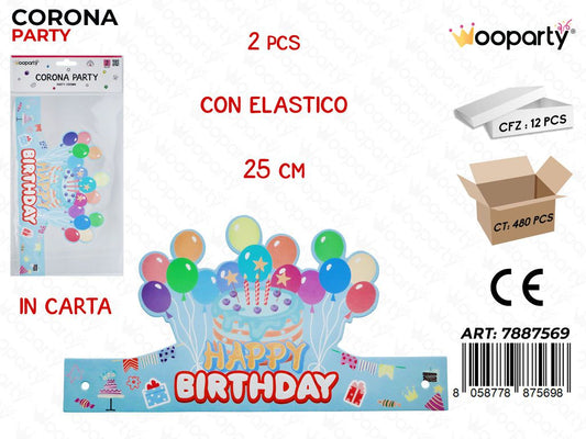 CORONA PARTY IN CARTA 2PCS 25CM