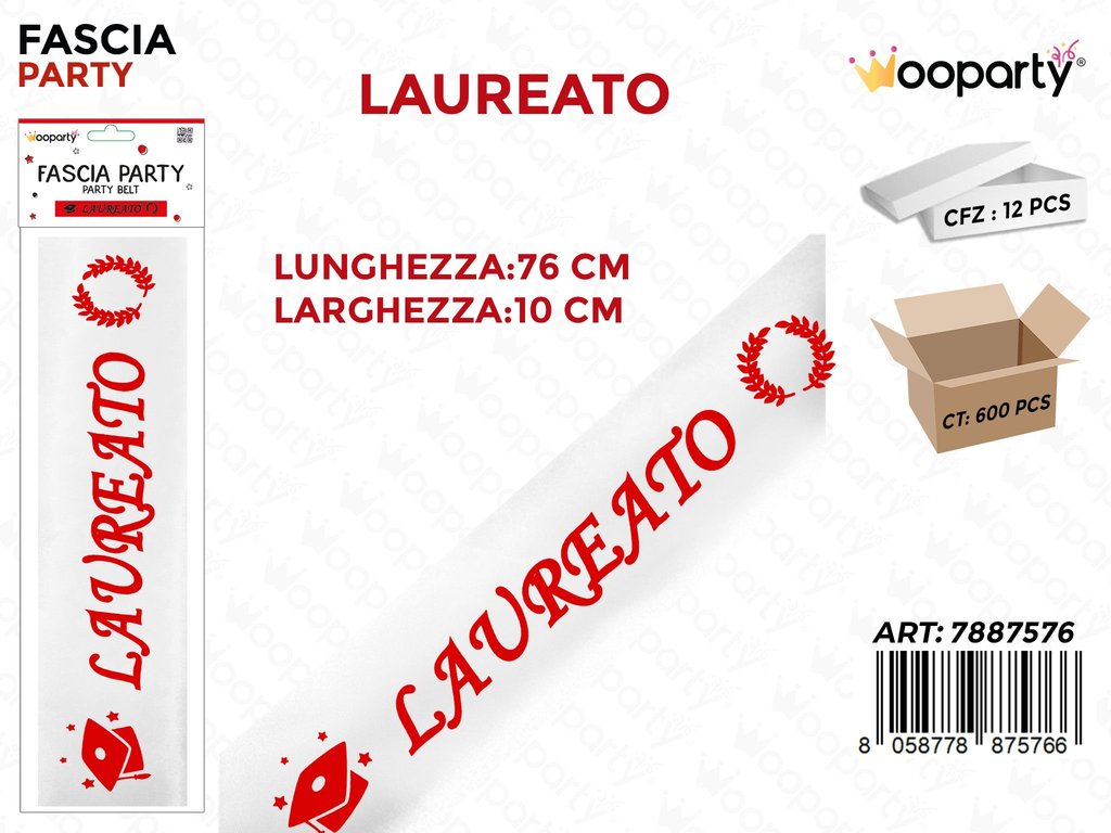 FASCIA PARTY LAUREATO 10*76CM /PZ DA 12**