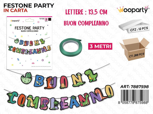 FESTONE PARTY B. COMPL. 13.5CM *3MT /PZ DA 12**