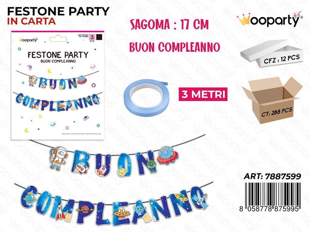 FESTONE PARTY B. COMPL. 17CM *3MT /PZ DA 12**