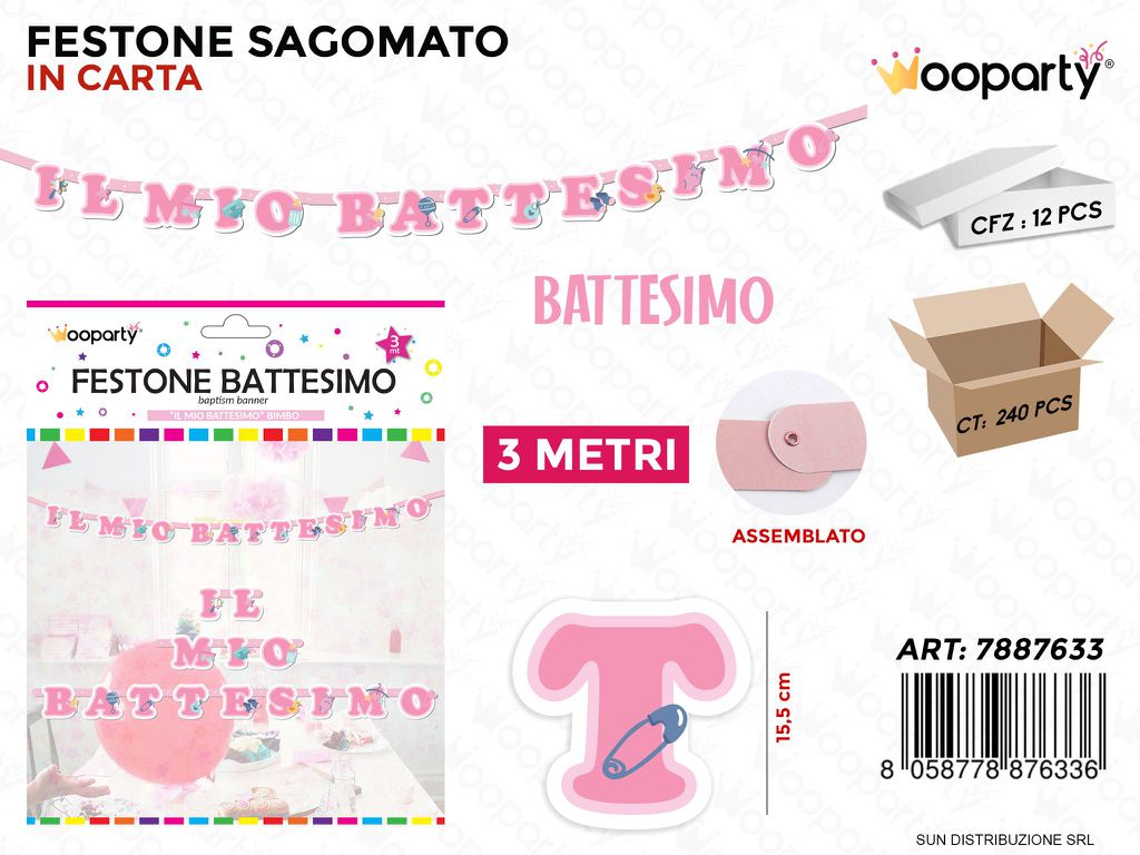FESTONE ASSEMBLATO BATTESIMO GIRL 3MT /PZ DA 12**