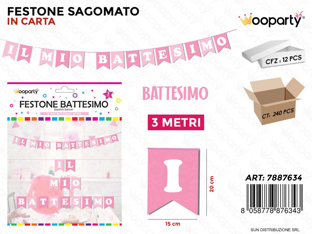 FESTONE SAGOMATO BATTESIMO GIRL 3MT /PZ DA 12**
