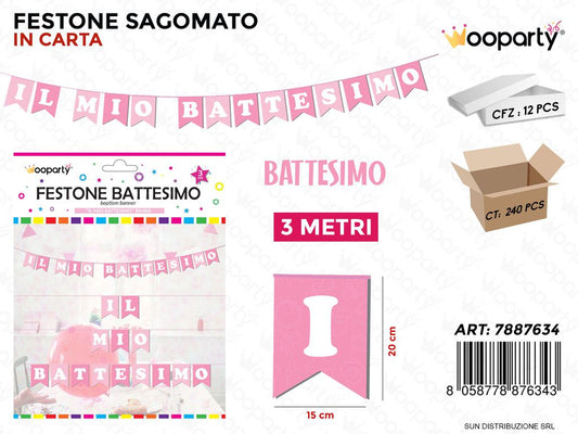 FESTONE SAGOMATO BATTESIMO GIRL 3MT /PZ DA 12**