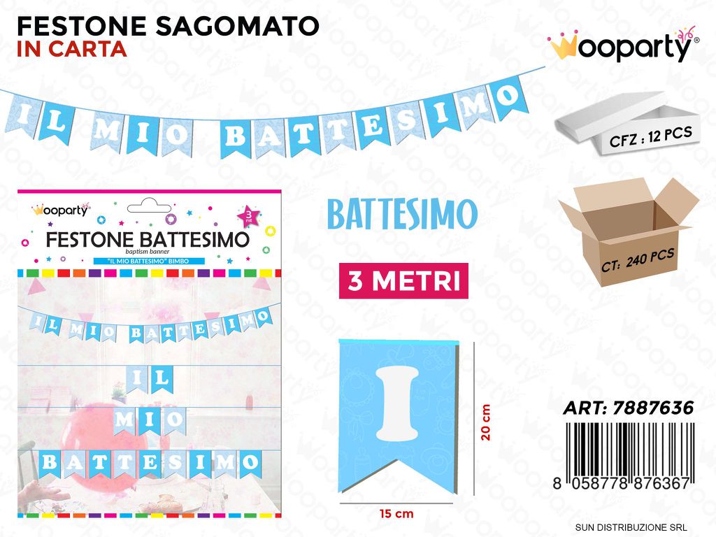 FESTONE SAGOMATO BATTESIMO BOY 3MT /PZ DA 12**