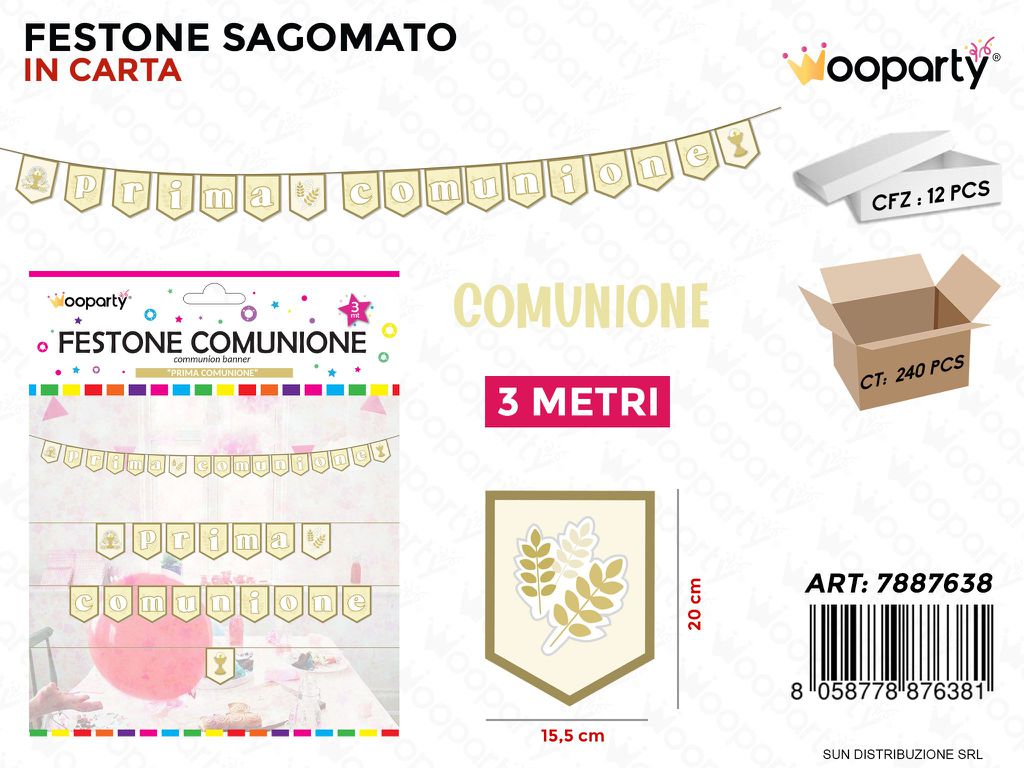FESTONE SAGOMATO PRIMA COMUNIONE 3MT /PZ DA 12**