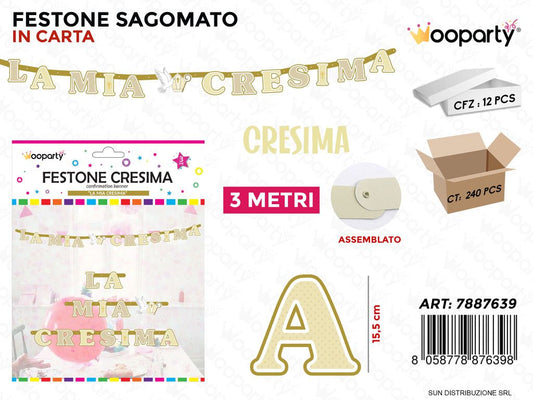 FESTONE ASSEMBLATO LA MIA CRESIMA 3MT /PZ DA 12**