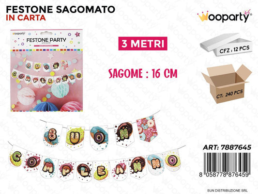 FESTONE PARTY SAGOMATO B. COMPLEANNO 3MT /PZ DA 12**