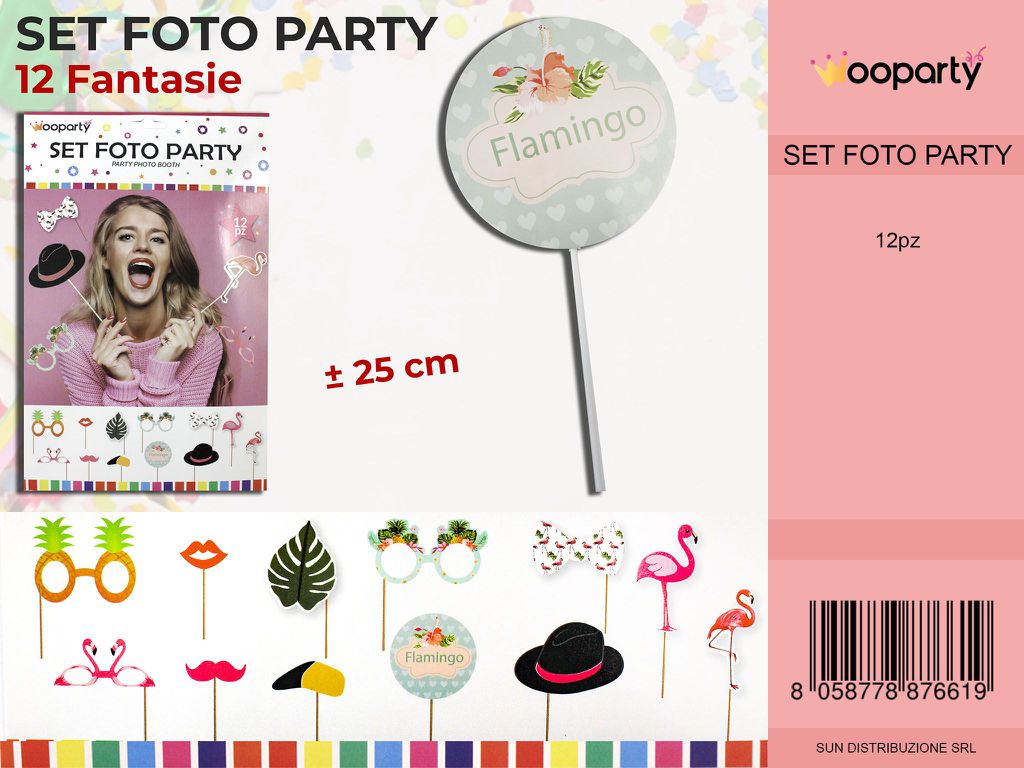 SET FOTO PARTY FLAMINGO  12PCS ASS /PZ DA 12**