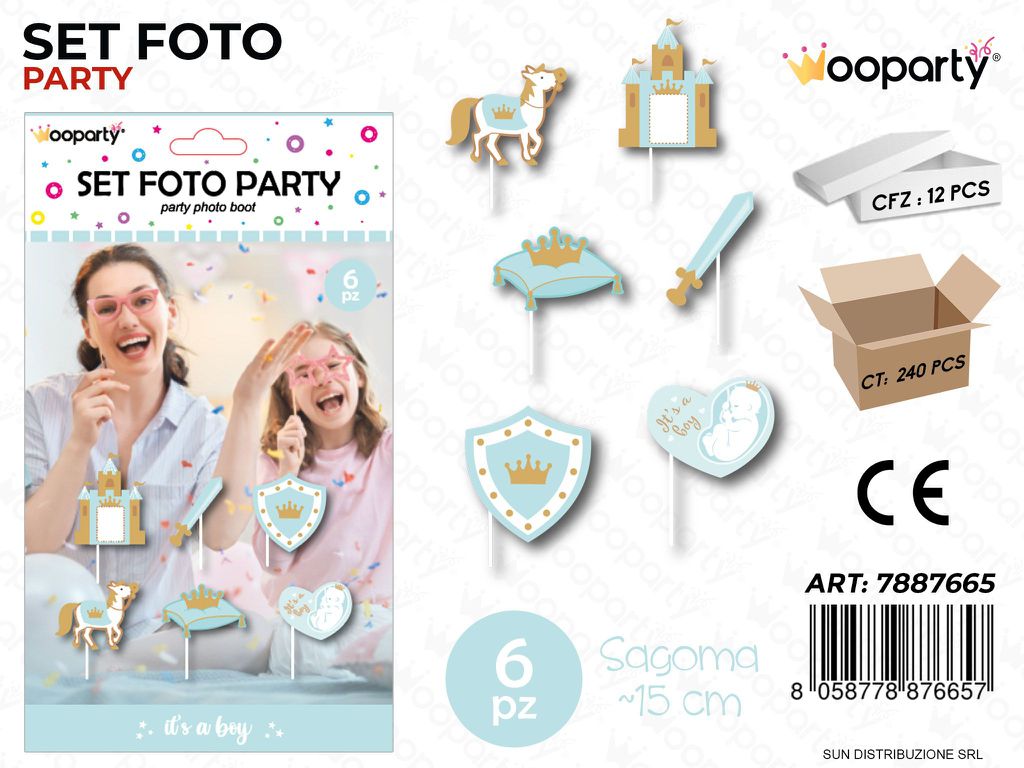 SET FOTO PARTY ITS A BOY 6PCS 15CM /PZ DA 12**
